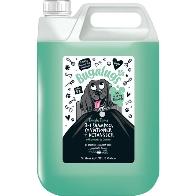 BUGALUGS Dog Shampoo Tangle Tame 3 in 1 Avocado & Coconut dog grooming shampoo 5 Litre 5L For Professional Dog Groomers
