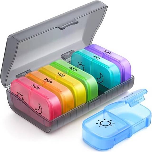 Extra Large Pill Box Organiser 7 Day 2 Times a Day, Same-side Open Weekly AM PM Pill Case for Ease of Use, Privacy Protection Tablet Organiser for