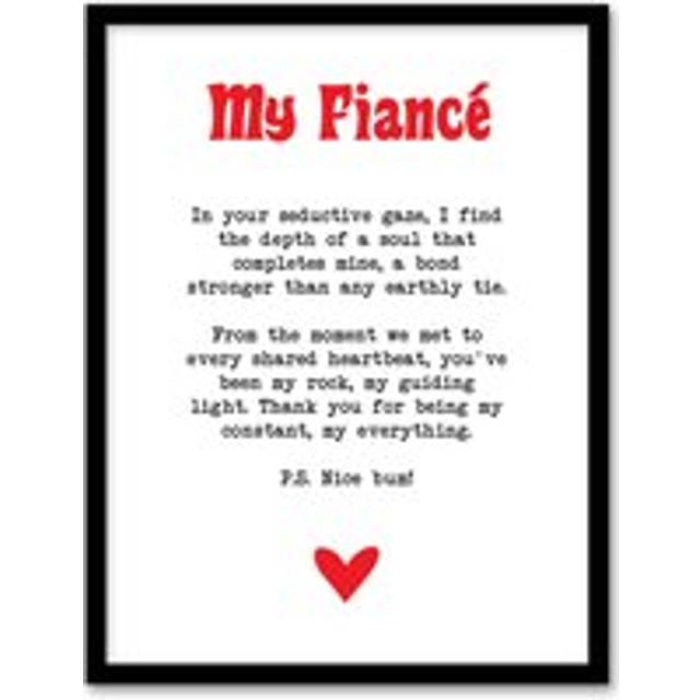 Love Poem My Everything Fiancé Romantic Poetry Framed Art Print - White - W12 inch x H16 inch