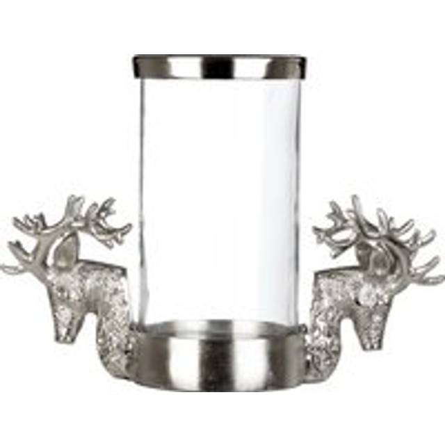 Hurricane Candle Holder, 2 Stag Head Design Candle Holder, Transparent Candlestick Holder - Clear - One Size