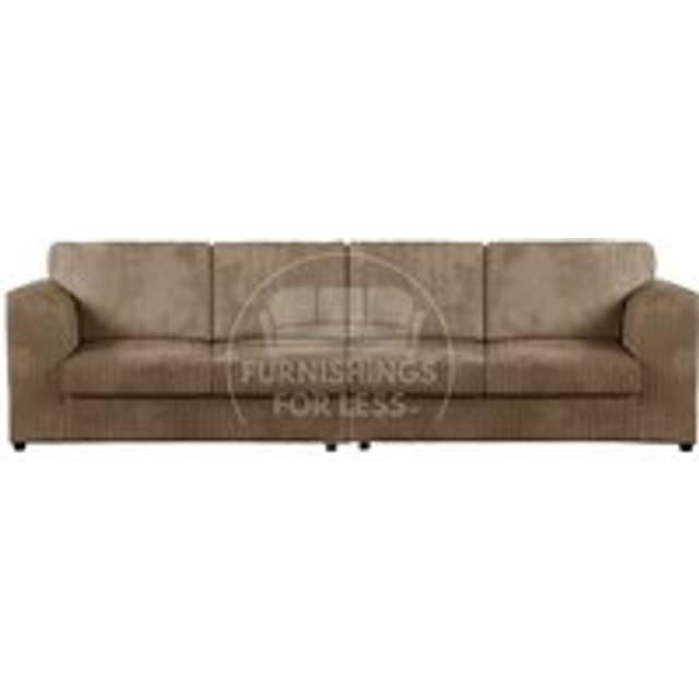 Luxor Long Fabric Jumbo Cord 4 Seater Sofa - Full Back - Camel - One Size
