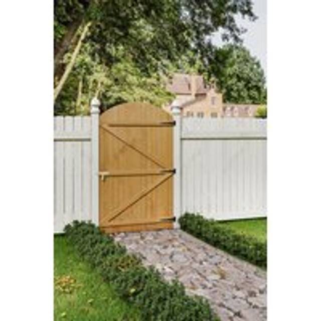105cm W x 180cm H Arched Top Pine Garden Gate with 3 8" T-hinges and 1 Latch - Natural - One Size