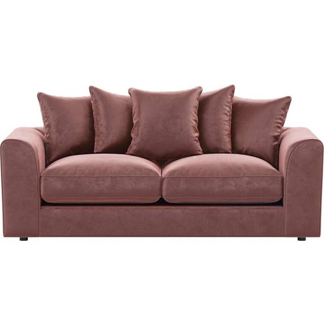 (Pink, 3 Seater) Brooklyn Plush Velvet Fibre 3 & 2 Seater Sofa Set