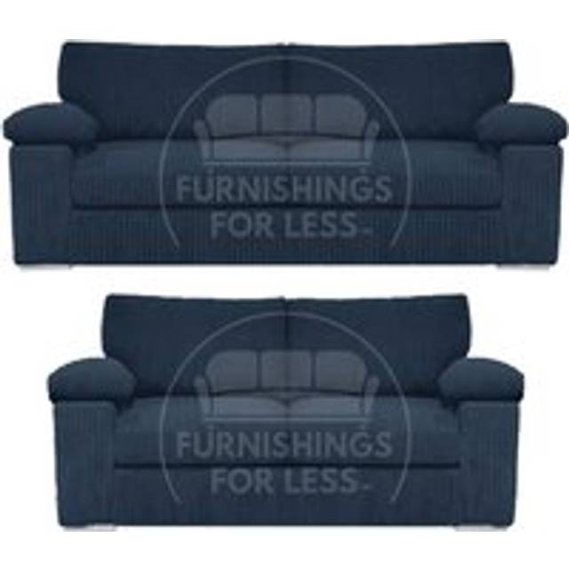 Delta Fabric Sofa Suite Padded Arms Jumbo Cord 3 and 2 Seater - Blue - One Size
