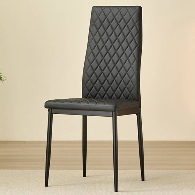 Emily Leather Comfort Dining Chairs - Black - Set of 4 - One Size
