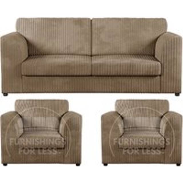 (Green, Footstool) Brooklyn Plush Velvet Fibre 3 & 2 Seater Sofa Set