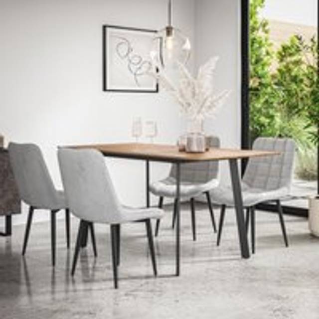 (Grey) Haydon Extending Oak Effect Dining Table Set w 4-6 Nova Velvet Chairs