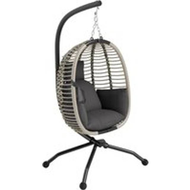 Outsunny Hanging Swing Chair w/ Thick Cushion, Hanging Chair, Dark Grey, Grey