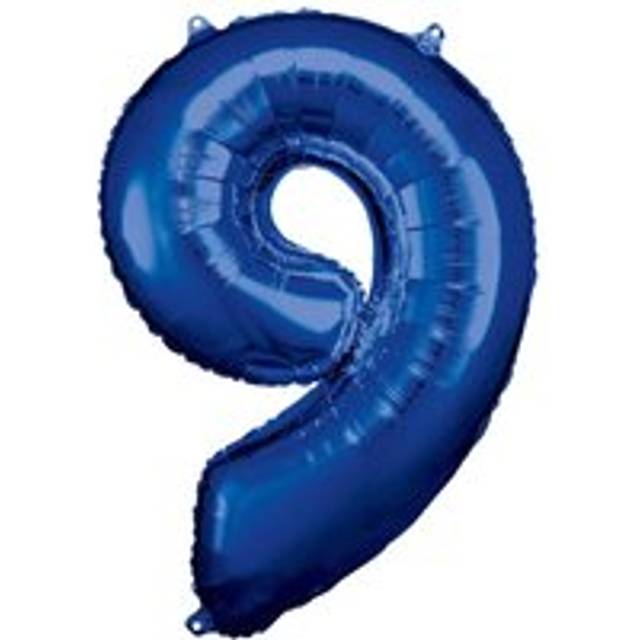 Supershape Number 9 Metallic Foil Balloon - Blue - One Size