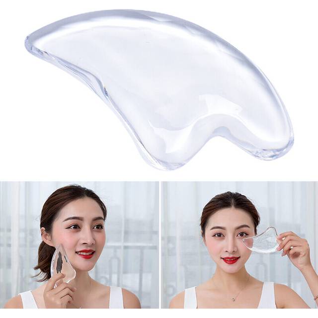 (a-Silver) Natural Jade Gua sha Scraper Board Face Massager Facial Guasha Meridian Muscle Relaxation Skin Lifting Face Thin Gouache Scraper