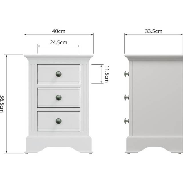 (White - 3 Drawer) Bedside Table 2 / 3 Storage Drawers Bedroom Nightstand