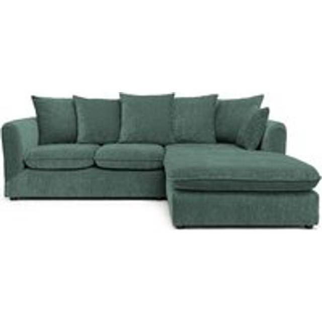 Lucas Water Repellent Velvet Chenille Left Facing Corner Sofa in Jungle Green - Dark Green - One Size