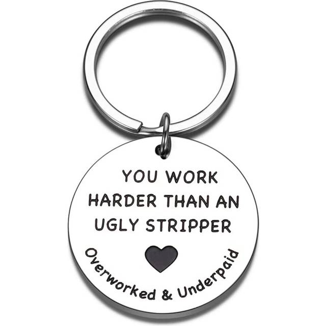 (Steel, 25mm) Stainless Sophisticated Steel Keyring You Work Harder Motivational Gift For All Occasions