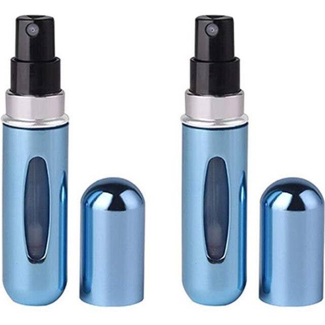 (Blue) Travel Essentials 5Ml Perfume Atomiser Compact Bottles Portable Size Refill