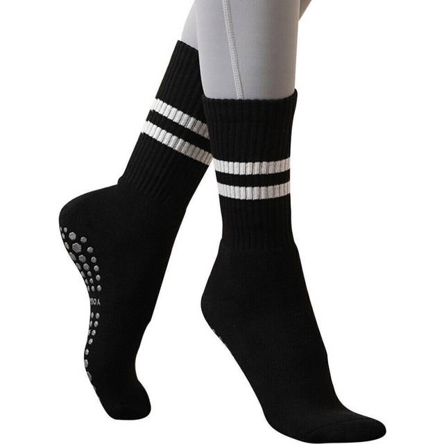 (Black) 2Pairs Yoga Socks Pilates Barre Dance Cushioned Sock