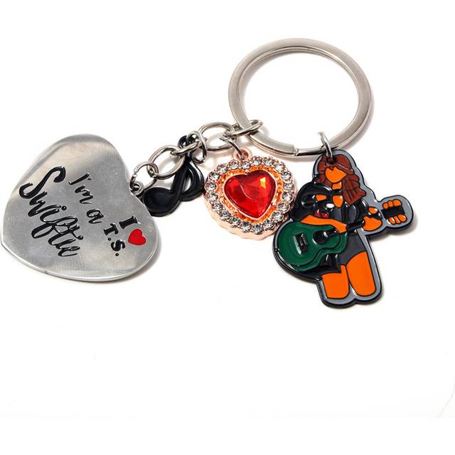 (Style A) Taylor Swift Pattern Key Chain Heart Shape Bag Pendant Decoration Alloy Material