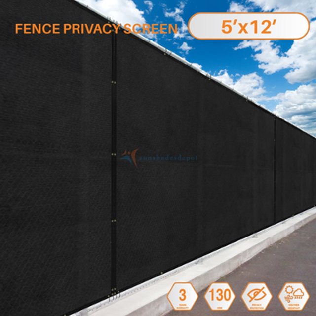 TANG Privacy Fence Screen Black 5 x 12 for Patio Garden Heavy Duty Residential Windscreen Fence Privacy Blockage for Backyard