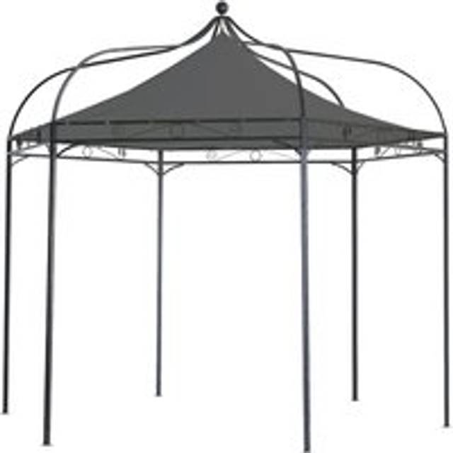 Harlington Deluxe Steel Frame Gazebo With Roof Canopy - Charcoal - Grey