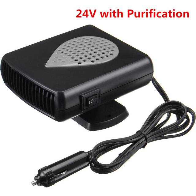(24V - Upgraded - Gray) 12V 24V Car Auto Portable Electric Heater Warmer Cooling Fan Defroster Demister