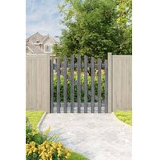 120x120cm Grey Arched Wooden Garden Gate Waterproof Treatment Picket Fence Door - One Size