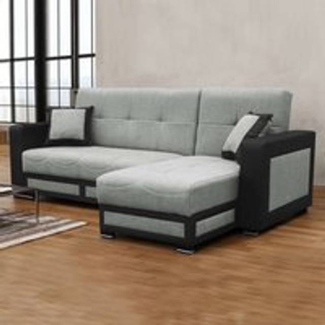 Terrian Fabric Corner Sofa Bed Modern Living Spaces with Otoman Storage Left Corner Grey - One Size