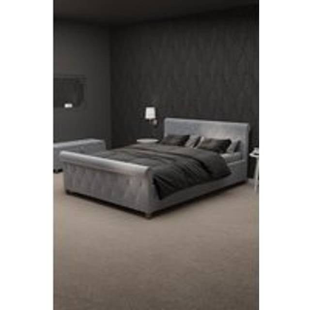 Vida Designs Vittorio King Size Bed Frame (Crushed Velvet Silver, Light Grey Velvet, Light Grey Linen) Bedroom Furniture - Dark Grey