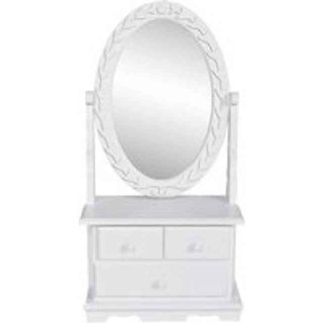 Vanity Makeup Table with Oval Swing Mirror MDF - White - One Size