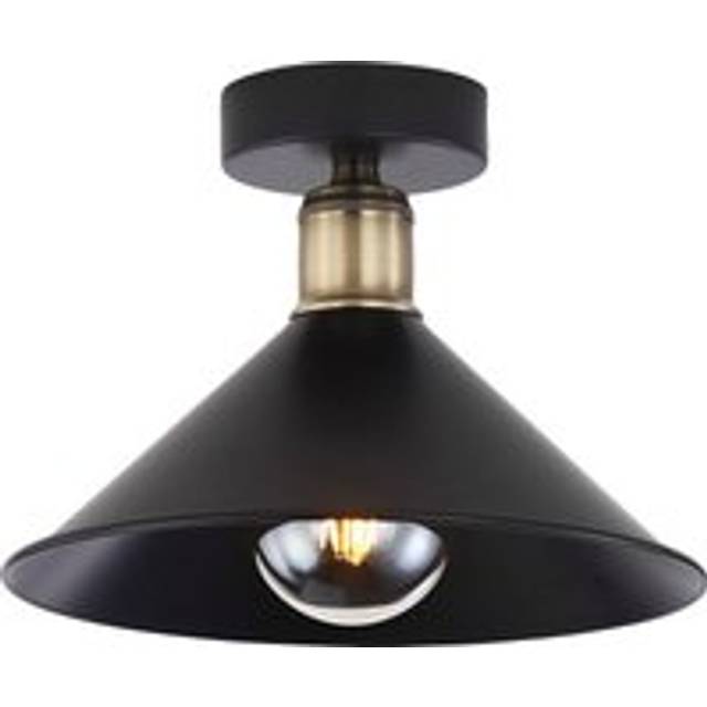 Modern Industrial Semi Flush Ceiling Light Fitting - Black - One Size