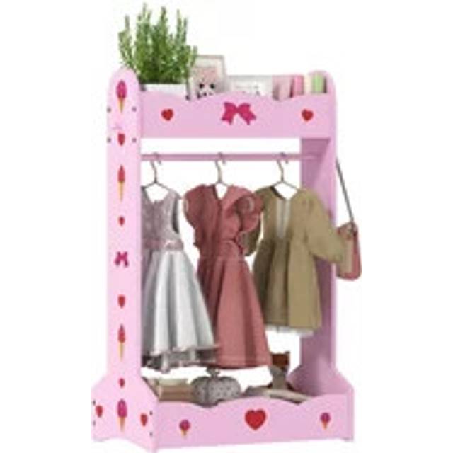 AIYAPLAY Kids Clothes Rail with Two Storage Shelves - Hot Pink, Pink