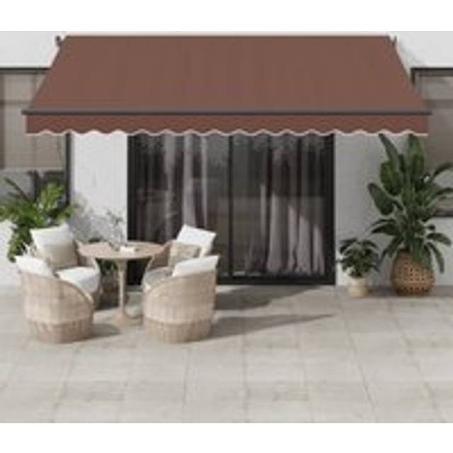 Manual Retractable Awning with LEDs Brown 400x300 cm - One Size
