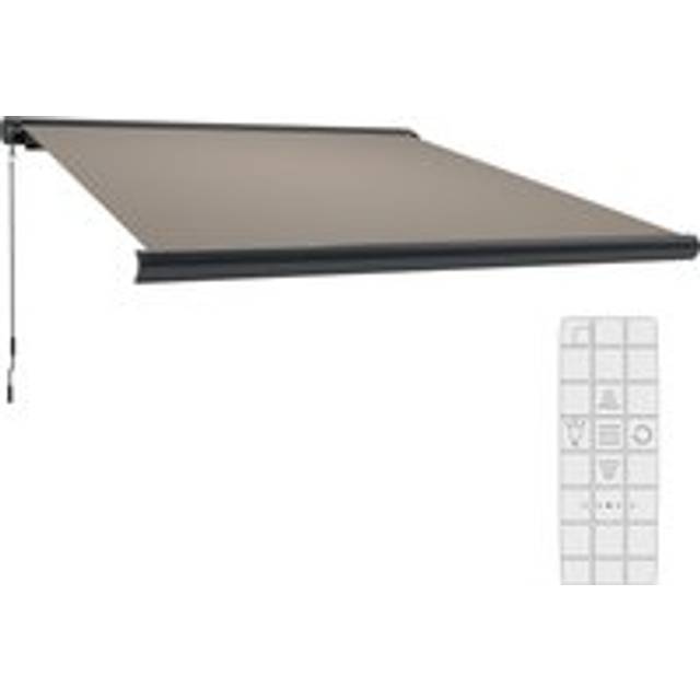 Outsunny DIY Retractable Canopy with Remote Controller for Patio, Light Grey