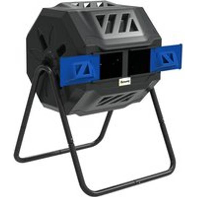 Outsunny 160L Outdoor Tumbling Compost Bin with Dual Chamber Blue