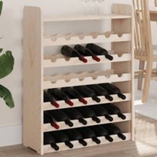 Wine Rack with Top Board 67.5x25x87 cm Solid Wood Pine - Brown - One Size