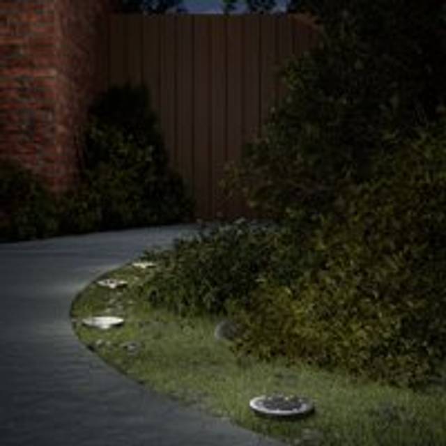 Solar Ground Lights with Ground Spikes Outdoor 4 pcs Warm White - Black - One Size