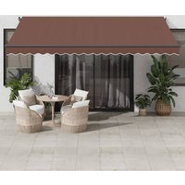 Automatic Retractable Awning with LEDs Brown 450x350 cm - One Size