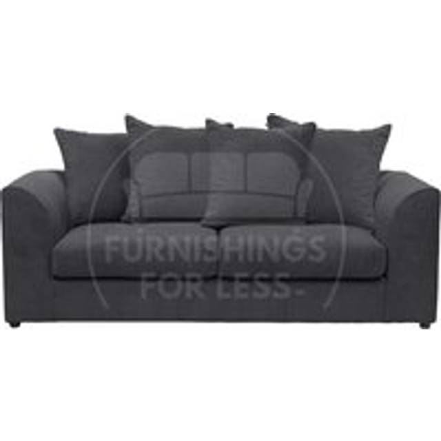 Casper Chenille 3 Seater Sofa Scatter Back Curved Arm - Black - One Size