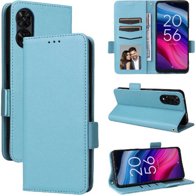 (Light blue) Case for Tcl 505 Card Slots Holder Magnetic Pu Leather Side Buckle Wallet