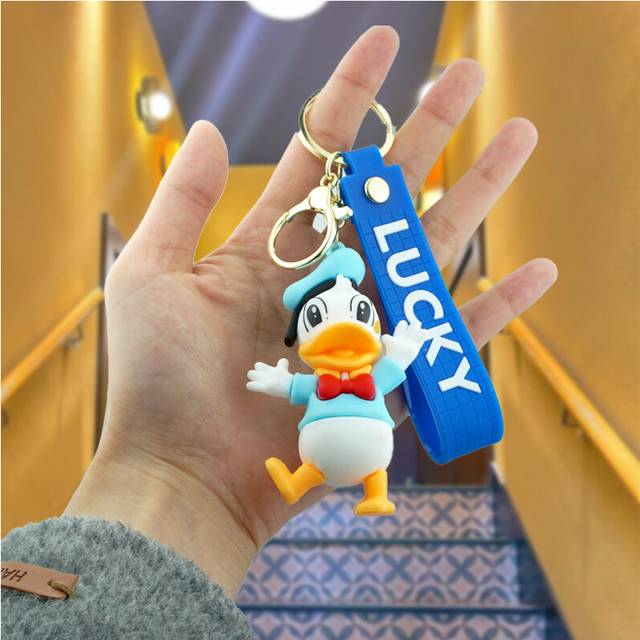 (Donald) Keychain Mickey Adorable Minnie Donald Duck Rubber Cartoon Bag Ornament
