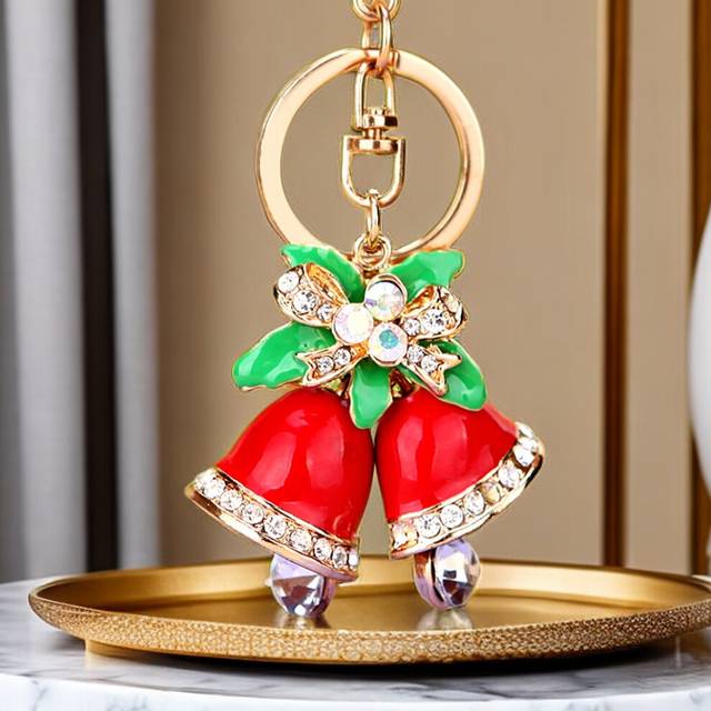 (Classic Bell Red) Elegant Red Rope Keychain With Classic Christmas Bell Unique Gift For Any Celebration
