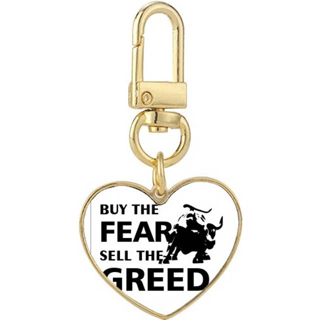 Buy Fear Sell Greed Art Deco  Fashion Gold Heart Keychain Metal Keyring Holder