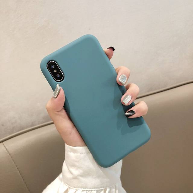 (light blue, For iPhone 8) Silica Gel Plastic Color Cover Candy Phone For iPhone XS MAX XR X 7 8 Plus Case