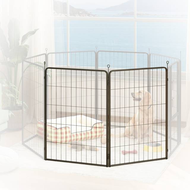 PawHut 2 Piece Expansion Pack Dog Pen for Large Dogs, 100cm Tall, Black