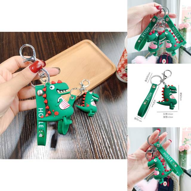 Cute Dinosaur Rubber Keychain Perfect For Holiday Party Gifts