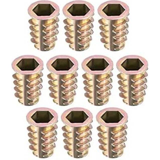 Furniture Threaded Insert Nuts Zinc Alloy M10 Internal Threads 23mm Length 10pcs