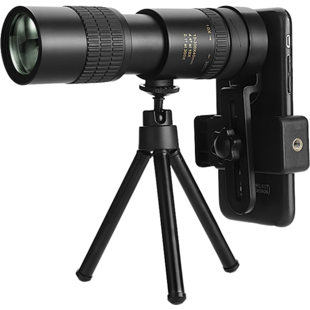 Chronus 4K 10-300X40mm Telephoto Monocular, Super Zoom(Black)