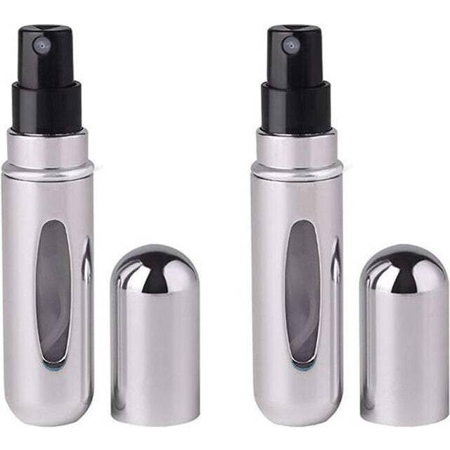 (Silver) Travel Essentials 5Ml Perfume Atomiser Compact Bottles Portable Size Refill