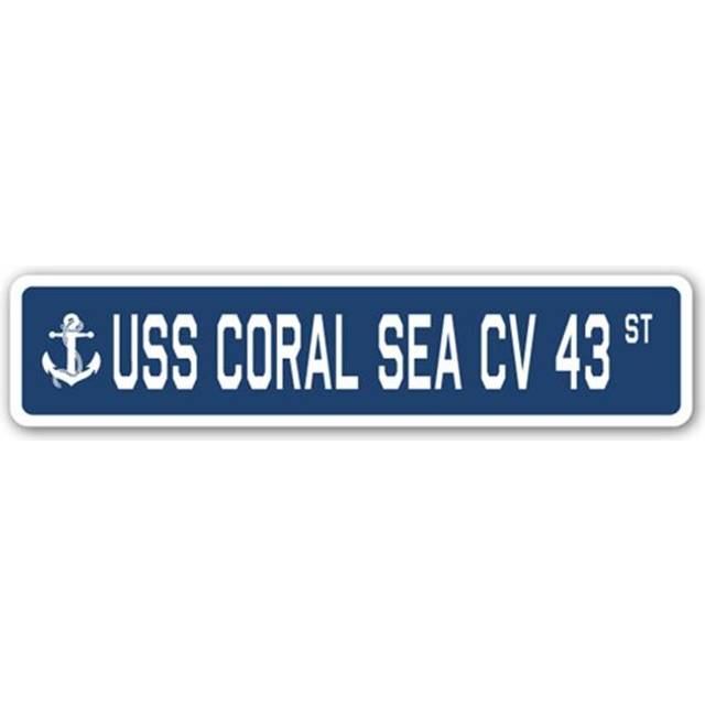SignMission SSN-624-Coral Sea Cv 43 6 x 24 in. A-16 Street Sign - USS Coral Sea CV 43