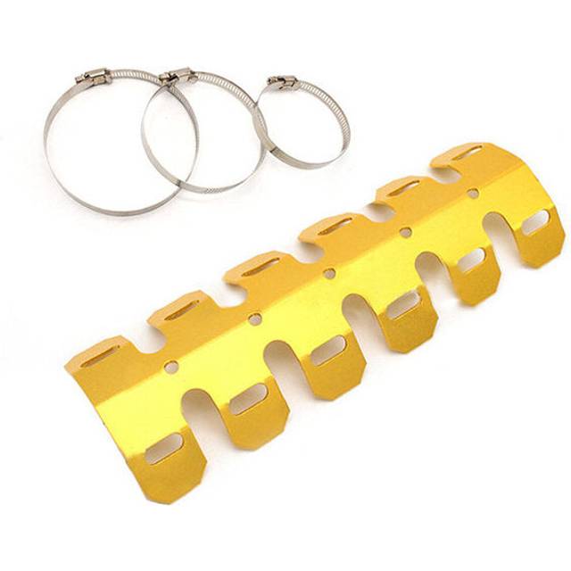 (Gold) Universal Motorcycle 2-stroke Engine Exhaust Muffler Pipe Heat Shield Cover Guard