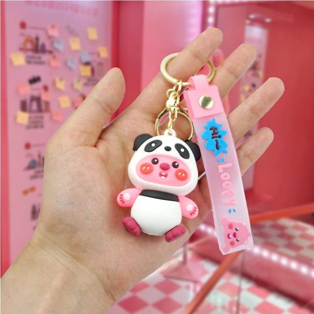 (Panda) Panda Cute Beaver Keychain Soft Rubber Plush Bag Charm For Girls And Students