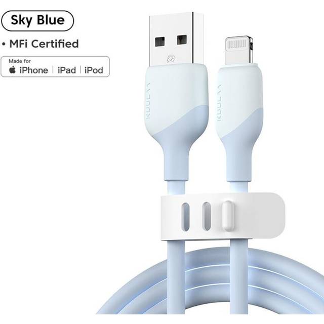 (light blue, 2M) Kuulaa Liquid Silicone Cable For I Phone 14 13 12 11 Pro Max X Xr Xs 8 7 6 6s 5 5s Se I Pad Charging Charger Cord Wire For I Phone Ca